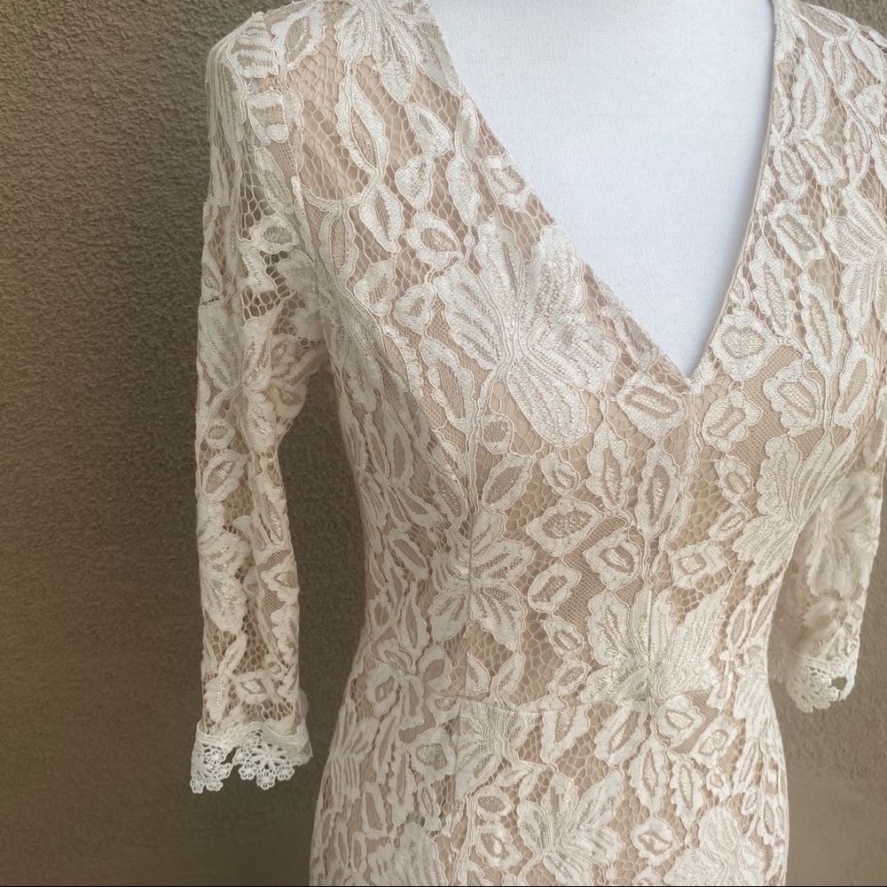 Selfie Aurora Lace High-Low Hem Dress Nude L - Picture 3 of 9